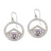 Garden Crown,'Sterling Silver Circle with Scrollwork and Amethyst Earrings'