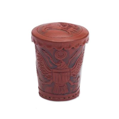 Leather dice cup and dice set, 'American Patriot'