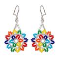 Colors of Happiness,'Multicolored Glass Beaded Dangle Earrings from Mexico'