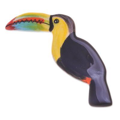 Toucan Love,'Handmade Ceramic Toucan Brooch Pin from Thailand'