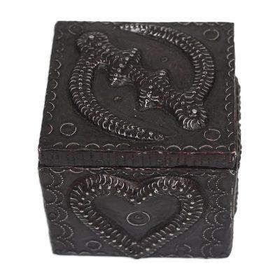 Adinkra Secret,'Adinkra Pattern Aluminum and Wood Decorative Box from Ghana'