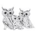 'Set of 3 Owl-Themed Albesia Wood Statuettes Crafted in Bali'