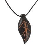 'Flora and Fauna' - Men's Teakwood Pendant Necklace