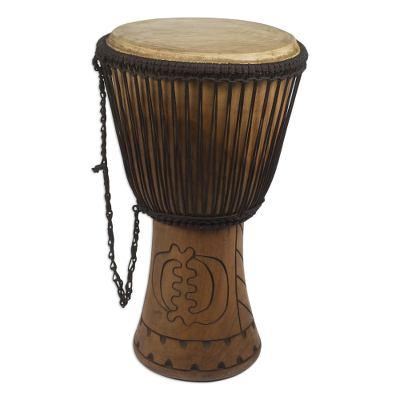 Wood djembe drum, 'Good Energy'