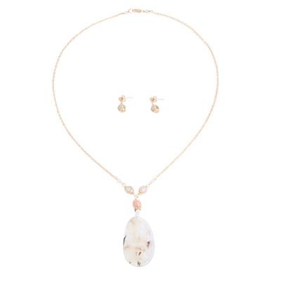 Dazzling Light,'Gold Plated Quartz and Agate Necklace and Earring Set'