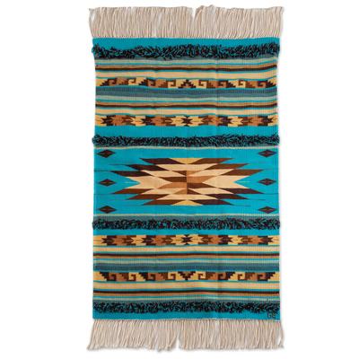 Ancestral Winds,'Handloomed Wool Rug with Geometric Motifs and Tassels (4x6)'