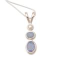 Sea Symphony,'Handmade Opal Freshwater Cultured Pearl Pendant Necklace'
