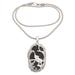 Elephant Habitat,'Sterling Silver and Lava Stone Elephant Pendant Necklace'