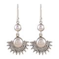 Sweetly Radiant,'Sterling Silver Round White Cultured Pearl Dangle Earrings'