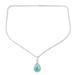 Cool Halo Effect,'Sterling Silver Pendant Necklace with Recon Turquoise Gem'