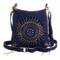 Ripple Effect,'Suede Shoulder Bag in Blue with Adjustable Strap from Peru'