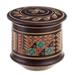 'Ceramic Decorative Box with Inca Motifs Hand-Painted in Peru'