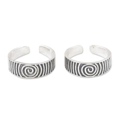 Spiral Style,'Set of 2 Bohemian Style Sterling Sil...