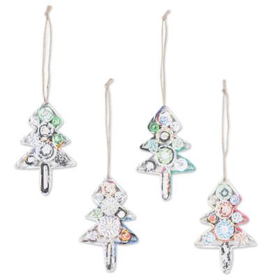 'Set of 4 Eco-Friendly Christmas Tree Ornaments from India'