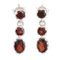 Weightless in Red,'Garnet and Sterling Silver Dangle Earrings'