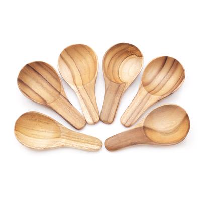 Healthy Meal,'Round Teak Wood Scoops from Bali (Set of 6)'