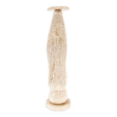 Holy Madonna in White,'Marble Madonna Statuette in White from Mexico'