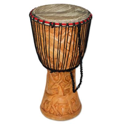 Peace Drum,'Djembe Drum with African Nature Carvin...