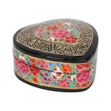 'Hand-Painted Floral and Metallic Gold Heart Decorative Box'