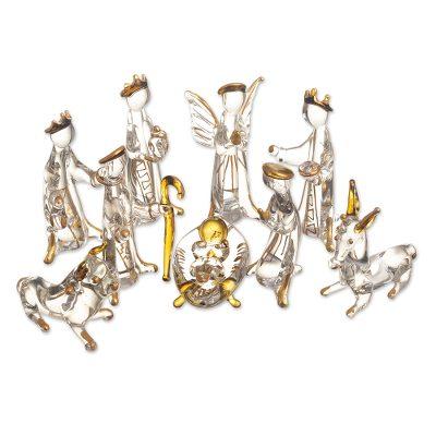 Midnight Clear,'Hand Blown Glass Nativity (10 Pieces)'