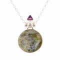 Fascinating Moon,'Labradorite and Amethyst Pendant Necklace from India'