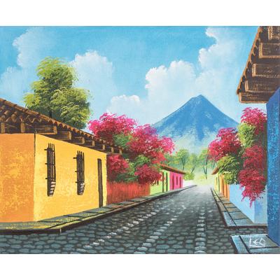Antigua Guatemala,'Oil on Canvas Impressionist Pai...