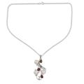 Dreamy Blossom,'Fair Trade Floral Pearl and Garnet Pendant Necklace'