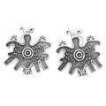 'Pre-Hispanic Butterfly Sterling Silver Button Earrings'