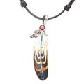 Neat Feathers,'Feather Bone Garnet and Sterling Silver Pendant Necklace'