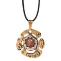 Sun over Armenia,'Brass and Sterling Silver Pendant Necklace with Carnelian'