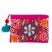 'Hand-Woven 100% Alpaca Cosmetic Bag with Floral Embroidery'