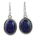 Deep Blue Grandeur,'Oval Lapis Lazuli and Sterling Silver Dangle Earrings'