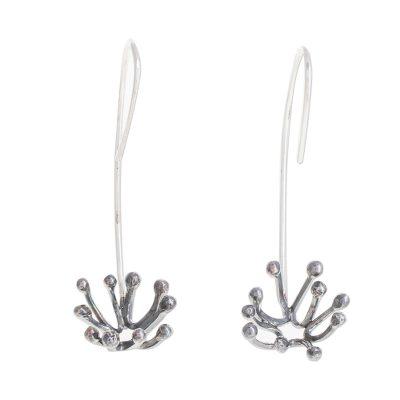Dark Dandelion,'Oxidized Sterling Silver Dandelion Drop Earrings'