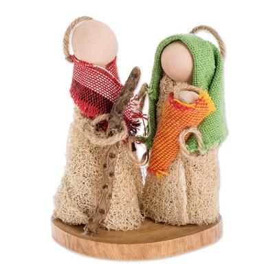 Divine Son,'Handcrafted Natural Fiber Nativity Scene from El Salvador'