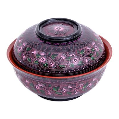 Sweet Summer,'Hand-Painted Decorative Lacquerware Bowl'