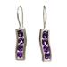 Amethyst drop earrings, 'Ribbon'