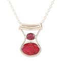 'Sterling Silver Pendant Necklace with 13-Carat Ruby Gems'