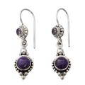 Violet Reverie,'Amethyst and Composite Turquoise Sterling Silver Earrings'
