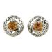 Success Swirls,'Rhodium-Plated Button Earrings with Citrine Stones'