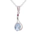 Enthralling Sky,'Blue Topaz and Ruby Pendant Necklace from India'