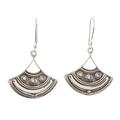 Antique Fan,'Fan-Shaped Sterling Silver Dangle Earrings'