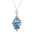 Mythic Ocean,'Citrine and Composite Turquoise Pendant Necklace from India'