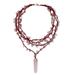 Pink Crochet,'Rose Quartz 4 Strand Crochet Necklace from Brazil'