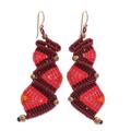 Zigzag Dream in Red,'Zigzag Pattern Macrame Dangle Earrings in Red'