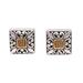 Window Glam,'Square Gold Accented Sterling Silver Stud Earrings from Bali'