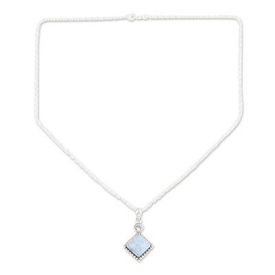 Frosty Fusion,'Hand Made Larimar and Blue Topaz Pendant Necklace'