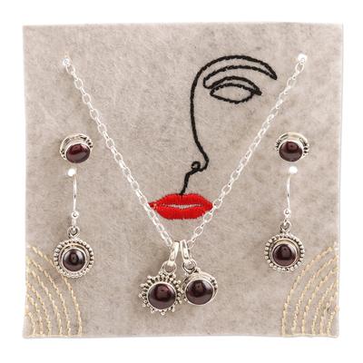 Devoted,'Hand Made Garnet and Sterling Silver Jewelry Set'