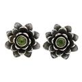 Peridot flower earrings, 'Green-Eyed Lotus'