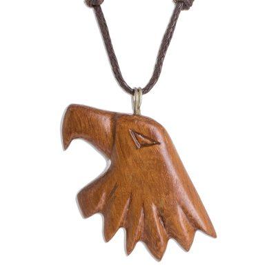 Conacaste Bold Eagle,'Conacaste Wood Eagle Pendant Necklace from Costa Rica'