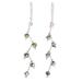 Green Iridescent,'Green Beaded Dangle Earrings With Sterling Silver Hooks'